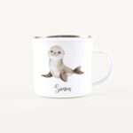 Bild von   emaille tasse seerobbejpg | Individuelle 🎁 persönliche 🎁 personalisierte Geschenke bedruckt ▪ bestickt ▪ graviert