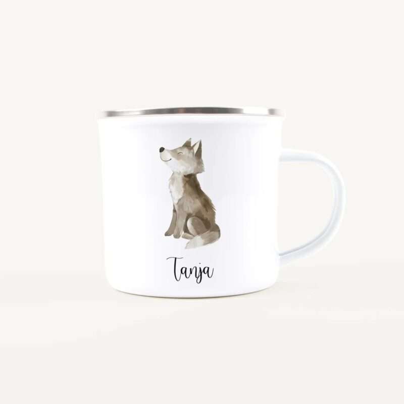 Bild von   emaille tasse wolfjpg | Individuelle 🎁 persönliche 🎁 personalisierte Geschenke bedruckt ▪ bestickt ▪ graviert