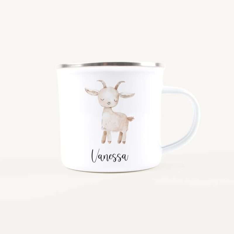 Bild von   emaille tasse ziegejpg | Individuelle 🎁 persönliche 🎁 personalisierte Geschenke bedruckt ▪ bestickt ▪ graviert