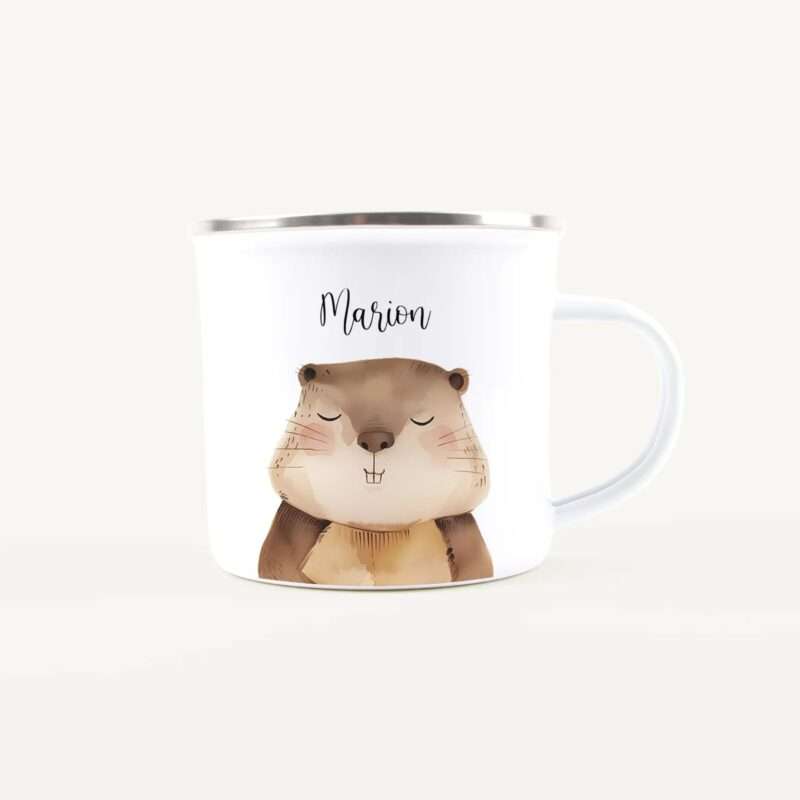 Bild von   emaille tasse biber portraitjpg | Individuelle 🎁 persönliche 🎁 personalisierte Geschenke bedruckt ▪ bestickt ▪ graviert
