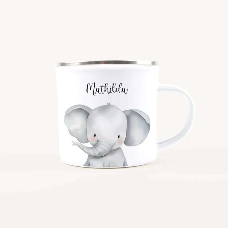 Bild von   emaille tasse elefant portraitjpg | Individuelle 🎁 persönliche 🎁 personalisierte Geschenke bedruckt ▪ bestickt ▪ graviert