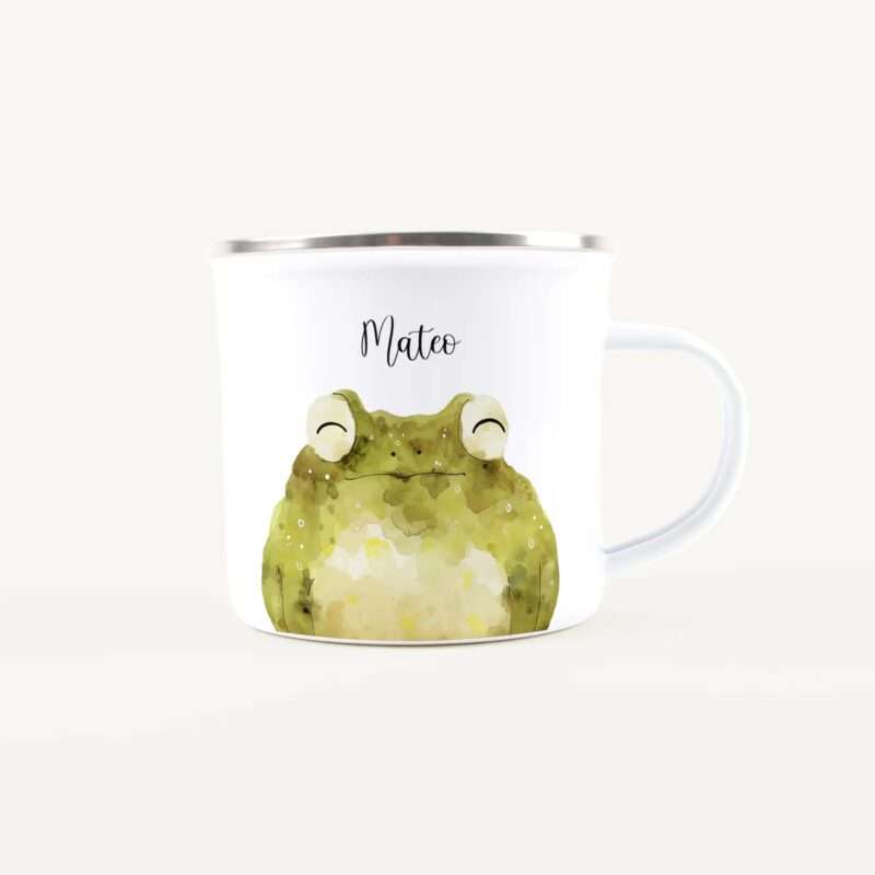 Bild von   emaille tasse frosch portraitjpg | Individuelle 🎁 persönliche 🎁 personalisierte Geschenke bedruckt ▪ bestickt ▪ graviert