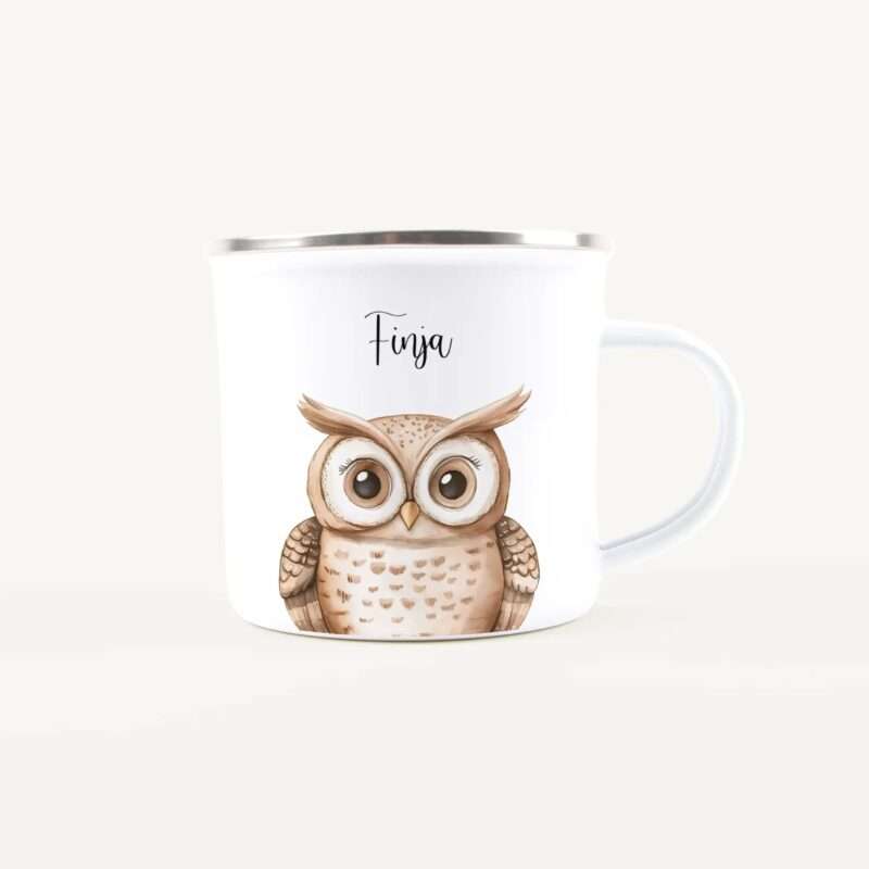 Bild von   emaille tasse eule portraitjpg | Individuelle 🎁 persönliche 🎁 personalisierte Geschenke bedruckt ▪ bestickt ▪ graviert