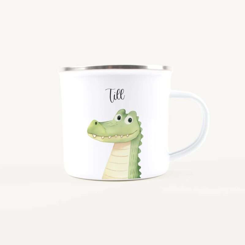 Bild von   emaille tasse krokodil portraijpg | Individuelle 🎁 persönliche 🎁 personalisierte Geschenke bedruckt ▪ bestickt ▪ graviert