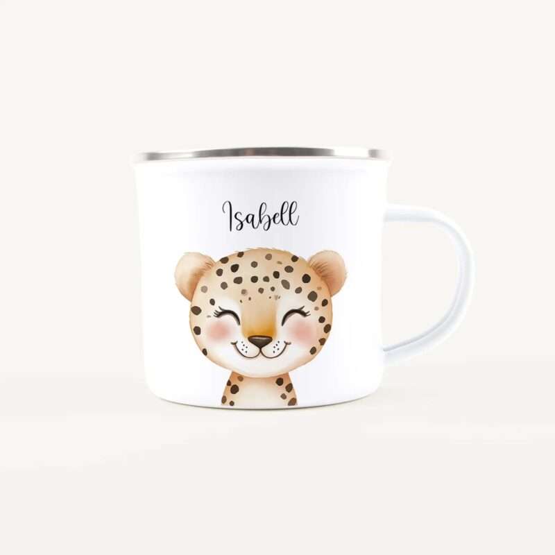 Bild von   emaille tasse leopard portraitjpg | Individuelle 🎁 persönliche 🎁 personalisierte Geschenke bedruckt ▪ bestickt ▪ graviert