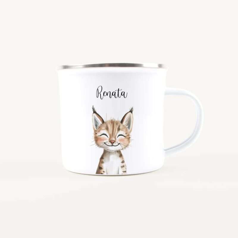 Bild von   emaille tasse luchs portraitjpg | Individuelle 🎁 persönliche 🎁 personalisierte Geschenke bedruckt ▪ bestickt ▪ graviert