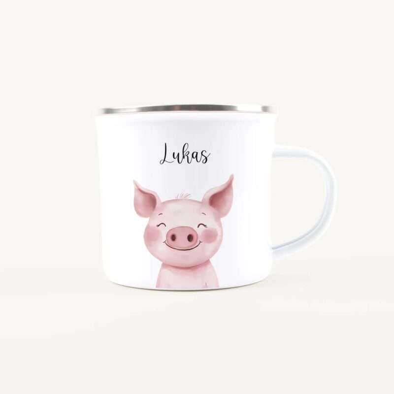 Bild von   emaille tasse schwein portraitjpg | Individuelle 🎁 persönliche 🎁 personalisierte Geschenke bedruckt ▪ bestickt ▪ graviert