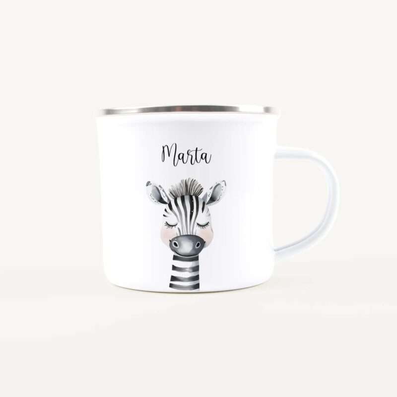 Bild von   emaille tasse zebra portraitjpg | Individuelle 🎁 persönliche 🎁 personalisierte Geschenke bedruckt ▪ bestickt ▪ graviert