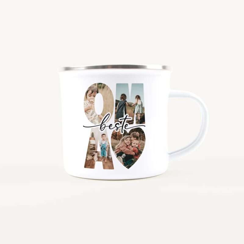 Bild von   emaille tasse beste omajpg | Individuelle 🎁 persönliche 🎁 personalisierte Geschenke bedruckt ▪ bestickt ▪ graviert
