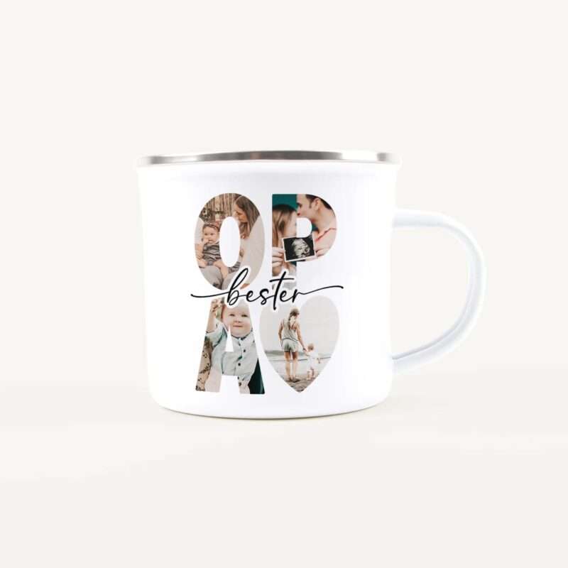 Bild von   emaille tasse bester opajpg | Individuelle 🎁 persönliche 🎁 personalisierte Geschenke bedruckt ▪ bestickt ▪ graviert