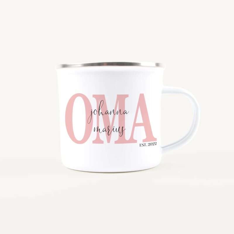Bild von   emaille tasse oma seitjpg | Individuelle 🎁 persönliche 🎁 personalisierte Geschenke bedruckt ▪ bestickt ▪ graviert