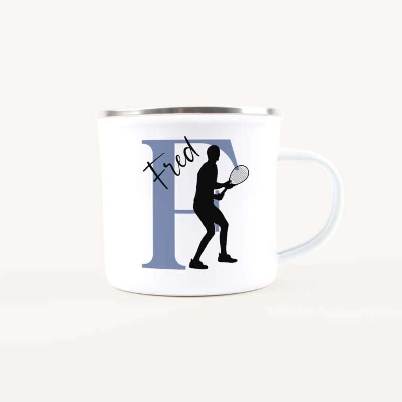 Bild von   emaille tasse mit namen tennisjpg | Individuelle 🎁 persönliche 🎁 personalisierte Geschenke bedruckt ▪ bestickt ▪ graviert