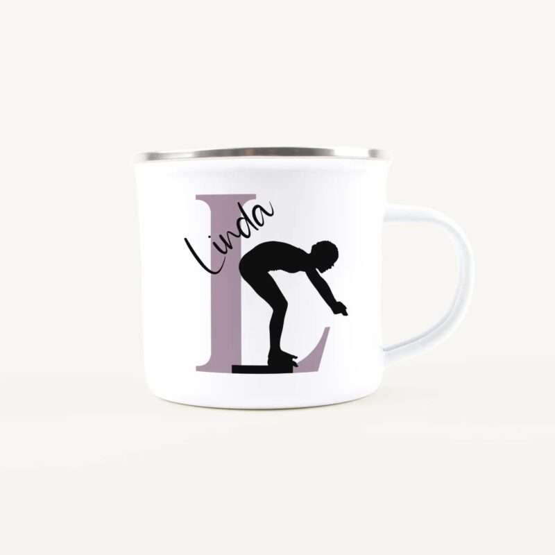 Bild von   emaille tasse mit namen schwimjpg | Individuelle 🎁 persönliche 🎁 personalisierte Geschenke bedruckt ▪ bestickt ▪ graviert