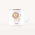 Bild von   emaille tasse loewejpg | Individuelle 🎁 persönliche 🎁 personalisierte Geschenke bedruckt ▪ bestickt ▪ graviert