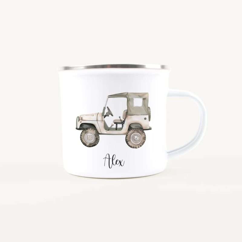 Emaille Tasse Jeep