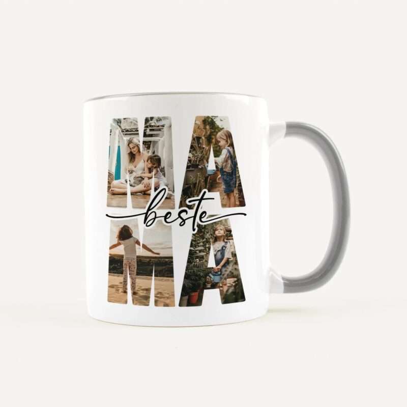 Tasse beste Mama Weiß / Grau