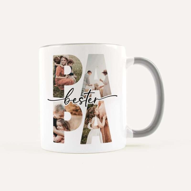 Tasse bester Papa Weiß / Grau
