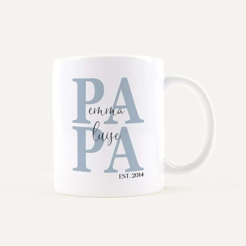Bild von   tasse papa seit weiss weissjpg | Individuelle 🎁 persönliche 🎁 personalisierte Geschenke bedruckt ▪ bestickt ▪ graviert