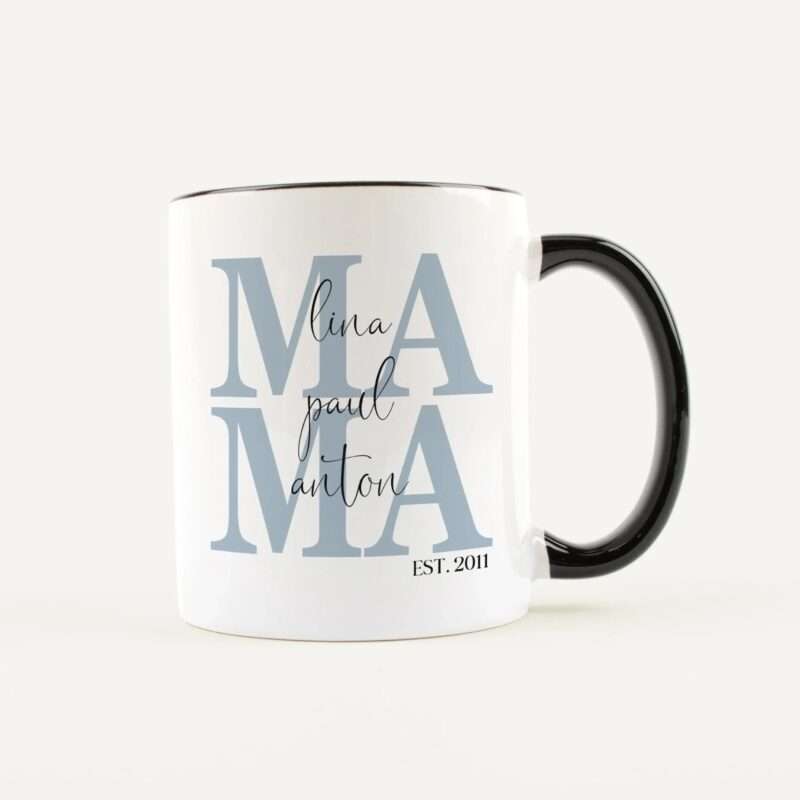 Bild von   tasse mama seit weiss schwarjpg | Individuelle 🎁 persönliche 🎁 personalisierte Geschenke bedruckt ▪ bestickt ▪ graviert