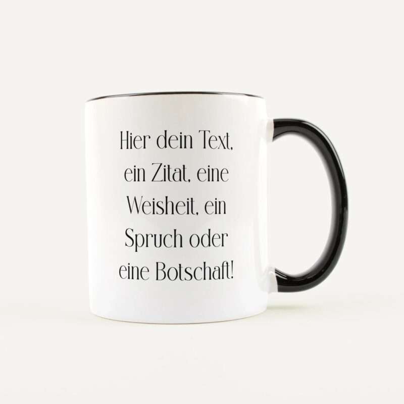Bild von   tasse mit text weiss schwarzjpg | Individuelle 🎁 persönliche 🎁 personalisierte Geschenke bedruckt ▪ bestickt ▪ graviert