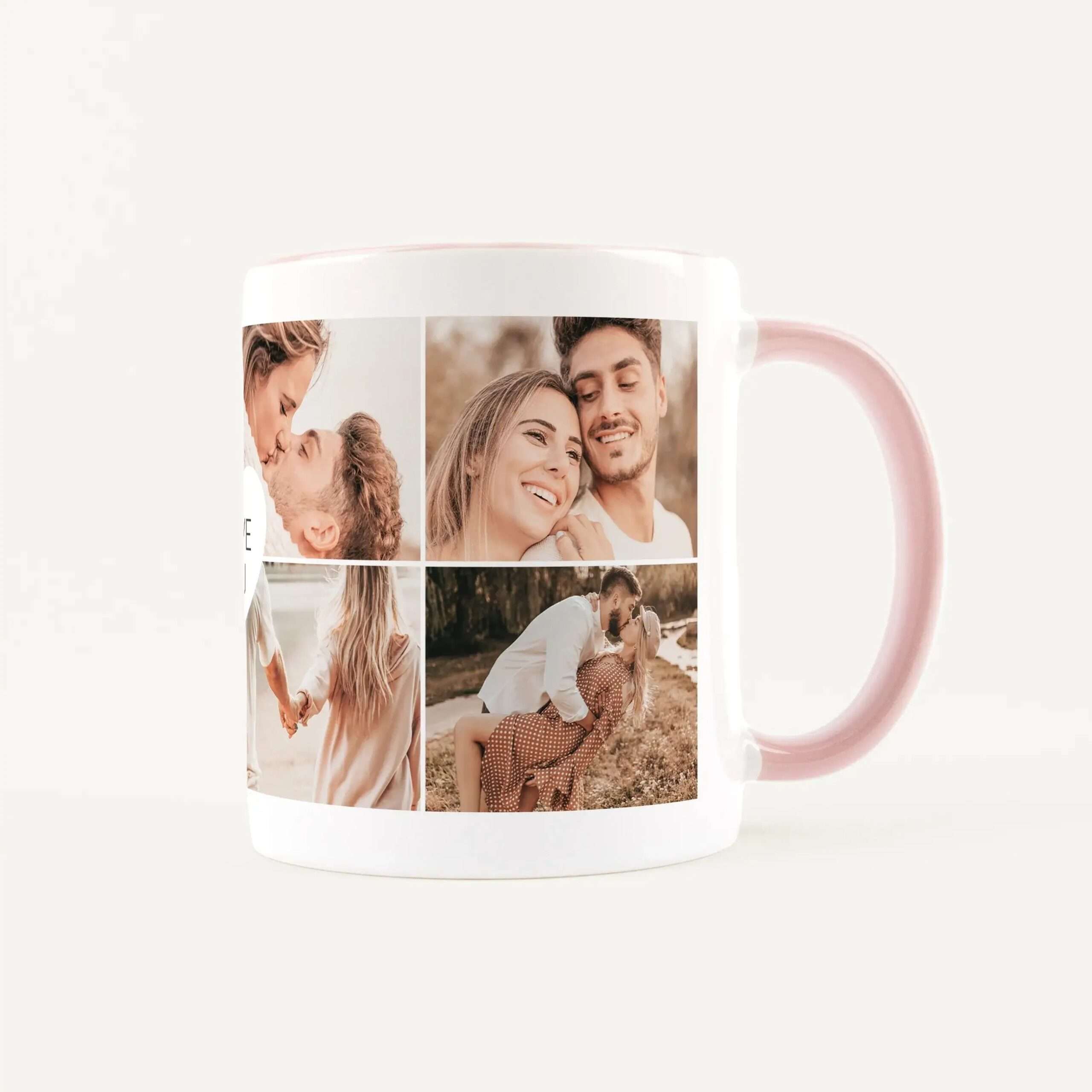 Fototasse I love you Weiß / Rosa