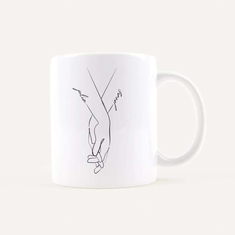Bild von   tasse hand in hand weiss weijpg | Individuelle 🎁 persönliche 🎁 personalisierte Geschenke bedruckt ▪ bestickt ▪ graviert