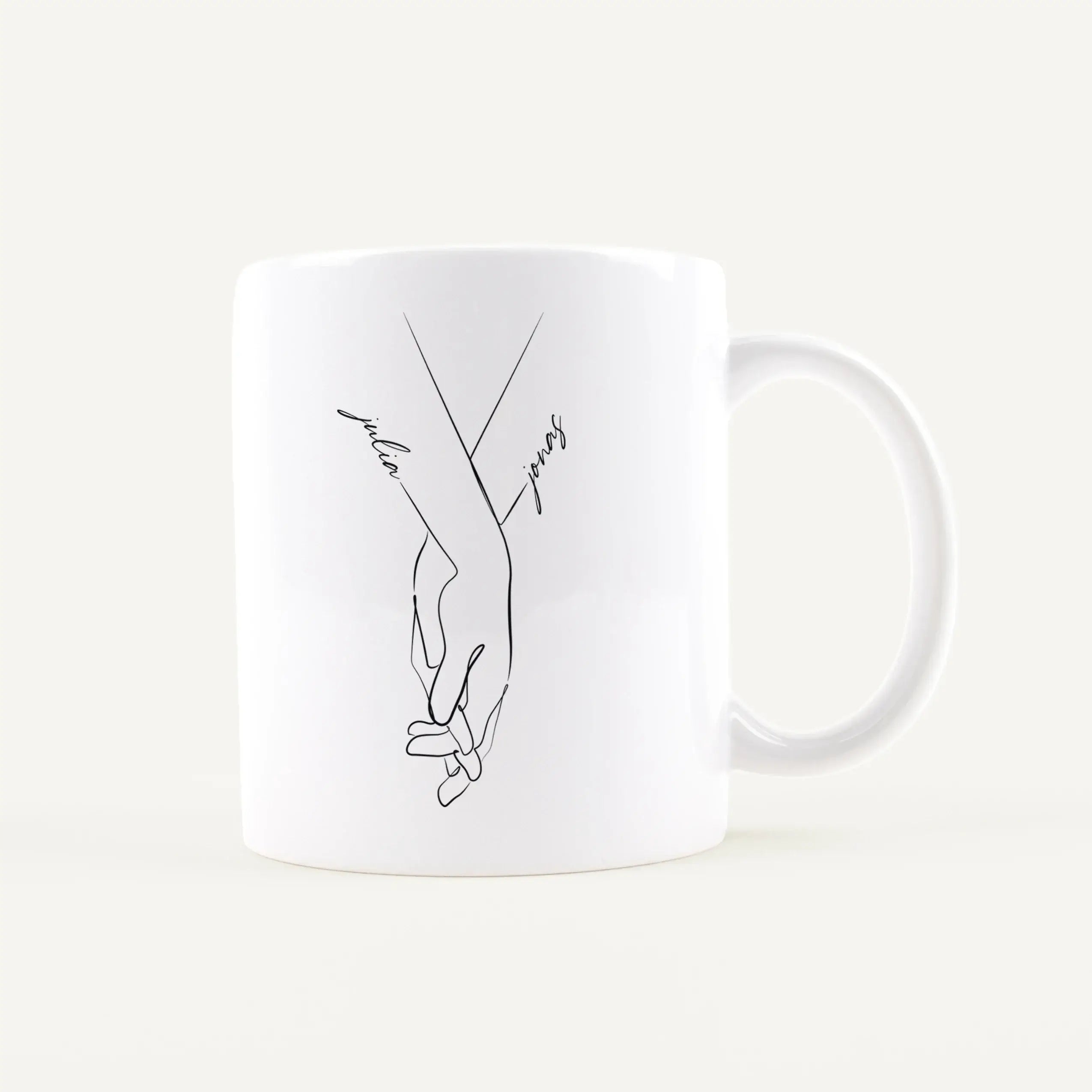 Tasse Hand in Hand Weiß / Weiß