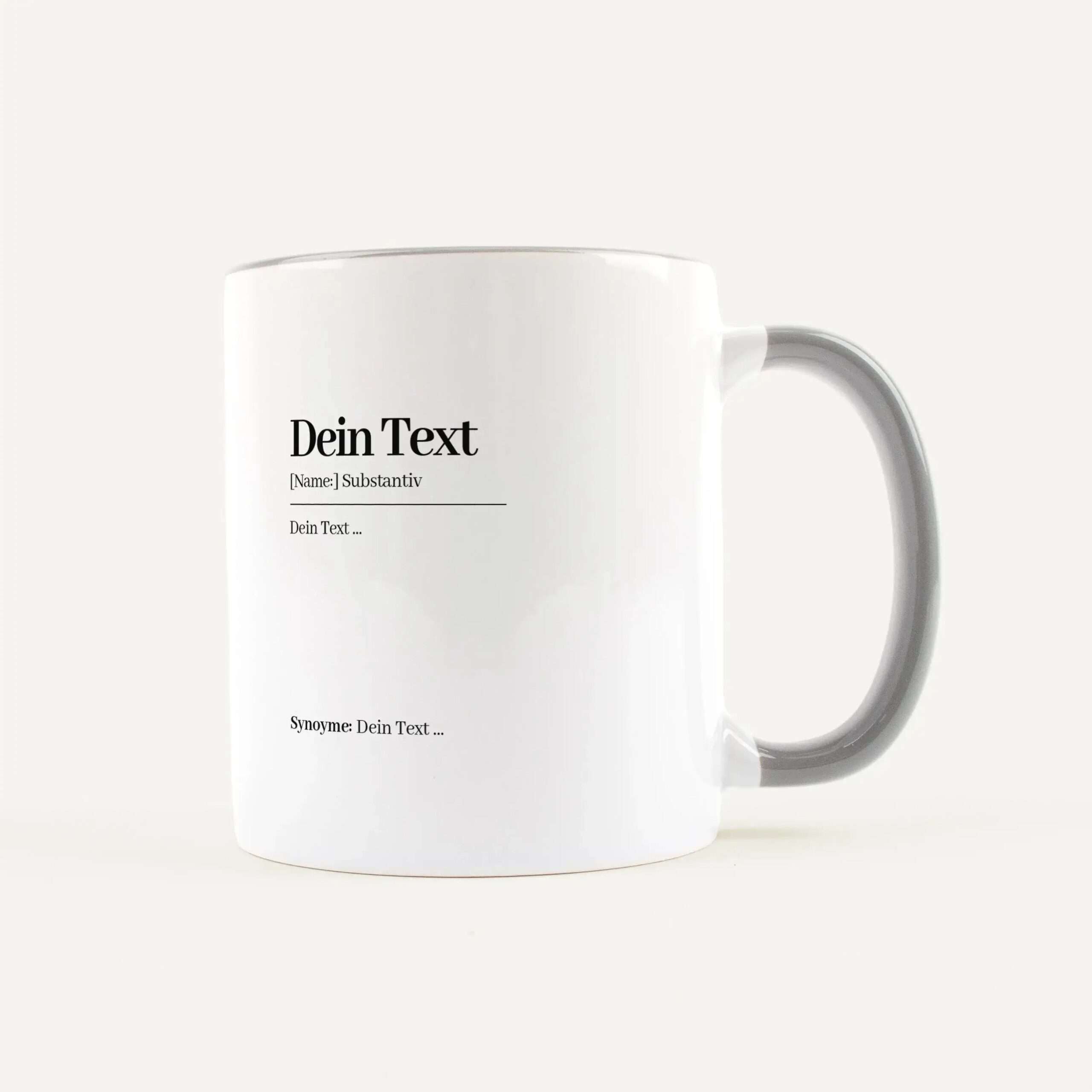 Eigener Text Definition Tasse Weiß / Grau
