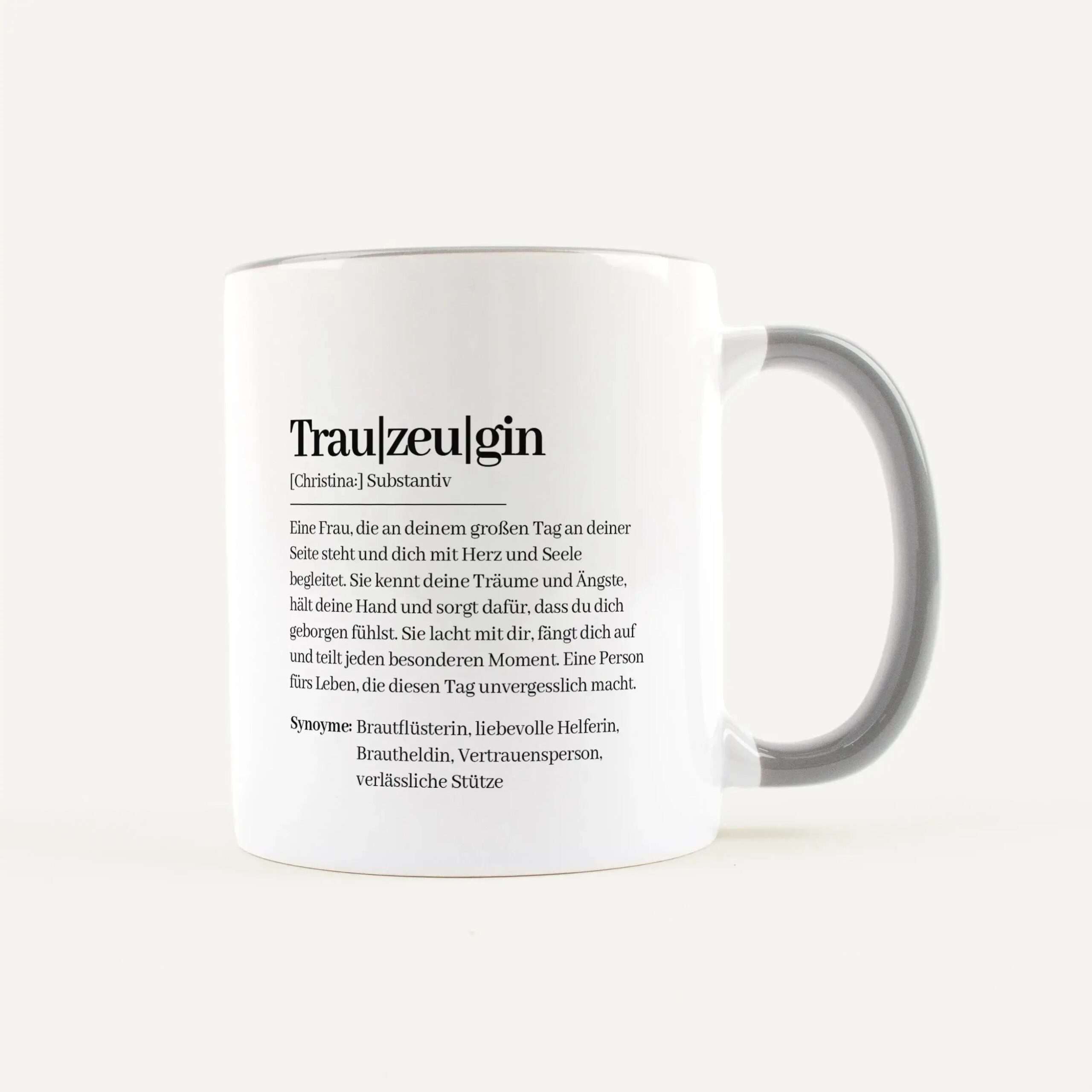 Tasse Definition Trauzeugin Weiß / Grau