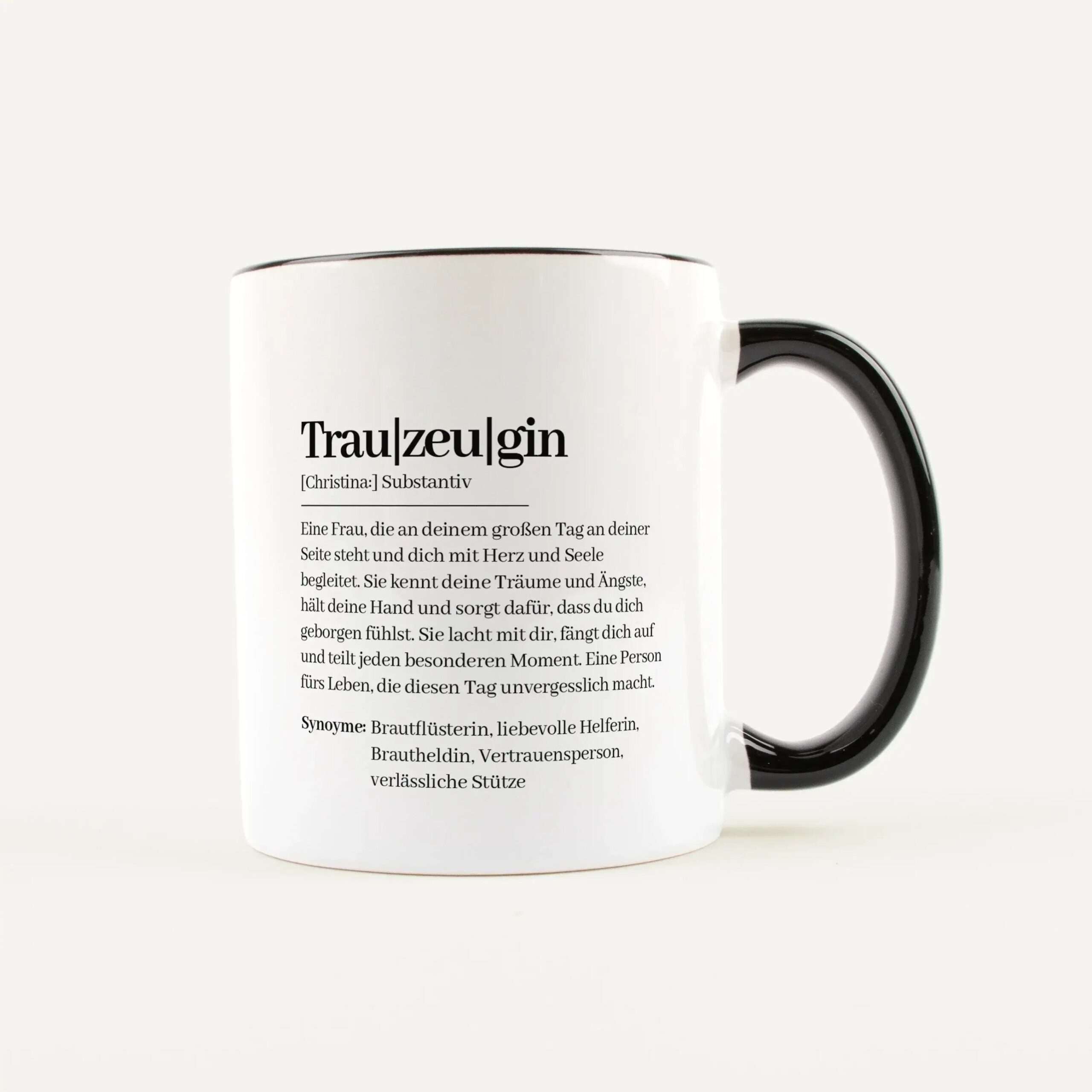Tasse Definition Trauzeugin Weiß / Schwarz