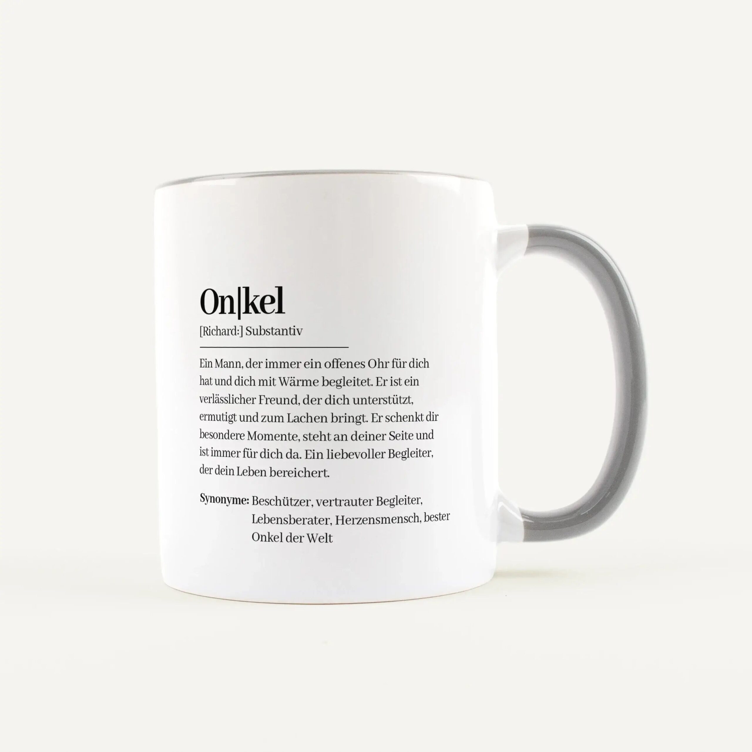 White mug featuring a dictionary-style definition of the German word 'Onkel'.