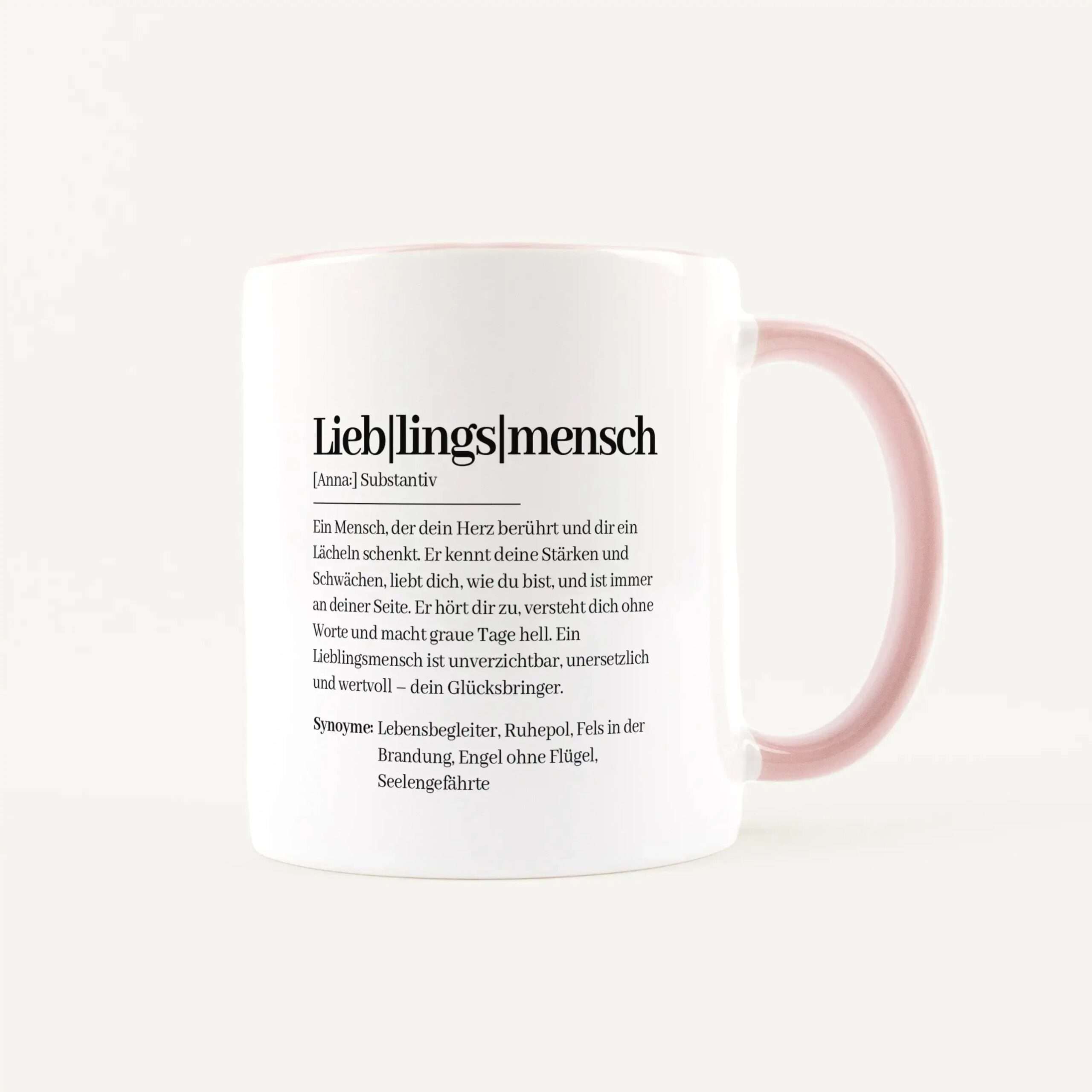 Tasse Definition Lieblingsmensch Weiß / Rosa