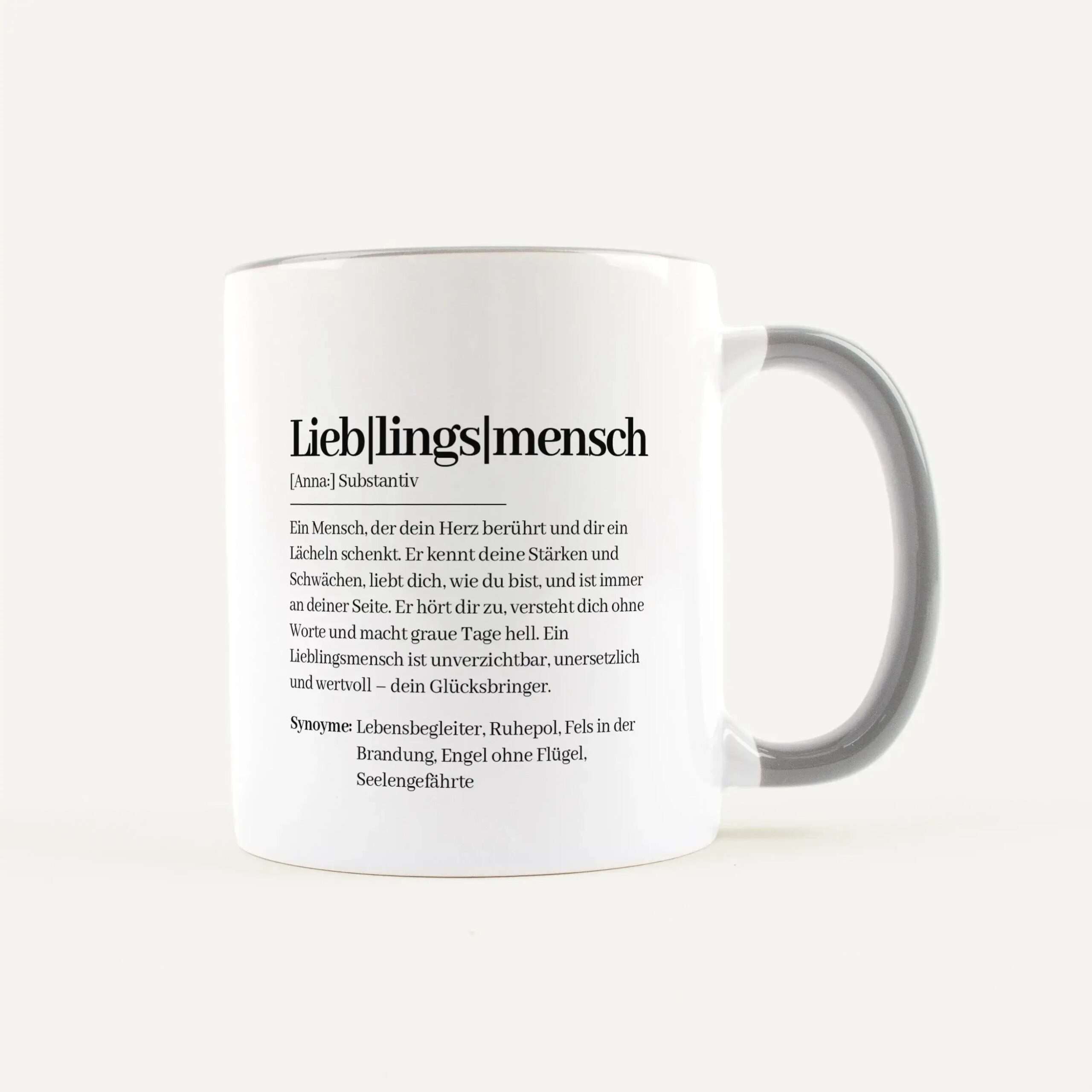 Tasse Definition Lieblingsmensch Weiß / Grau