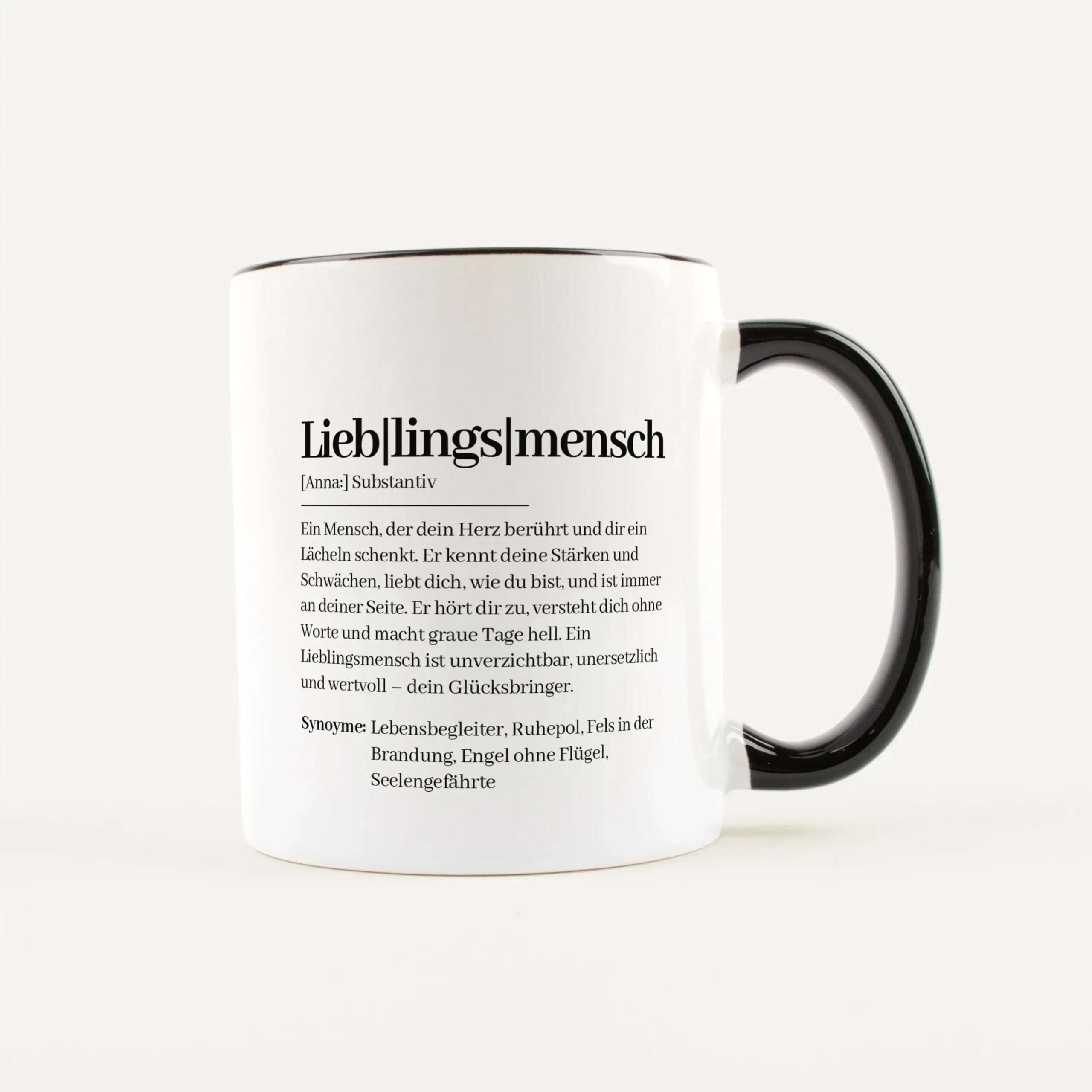 Tasse Definition Lieblingsmensch Weiß / Schwarz