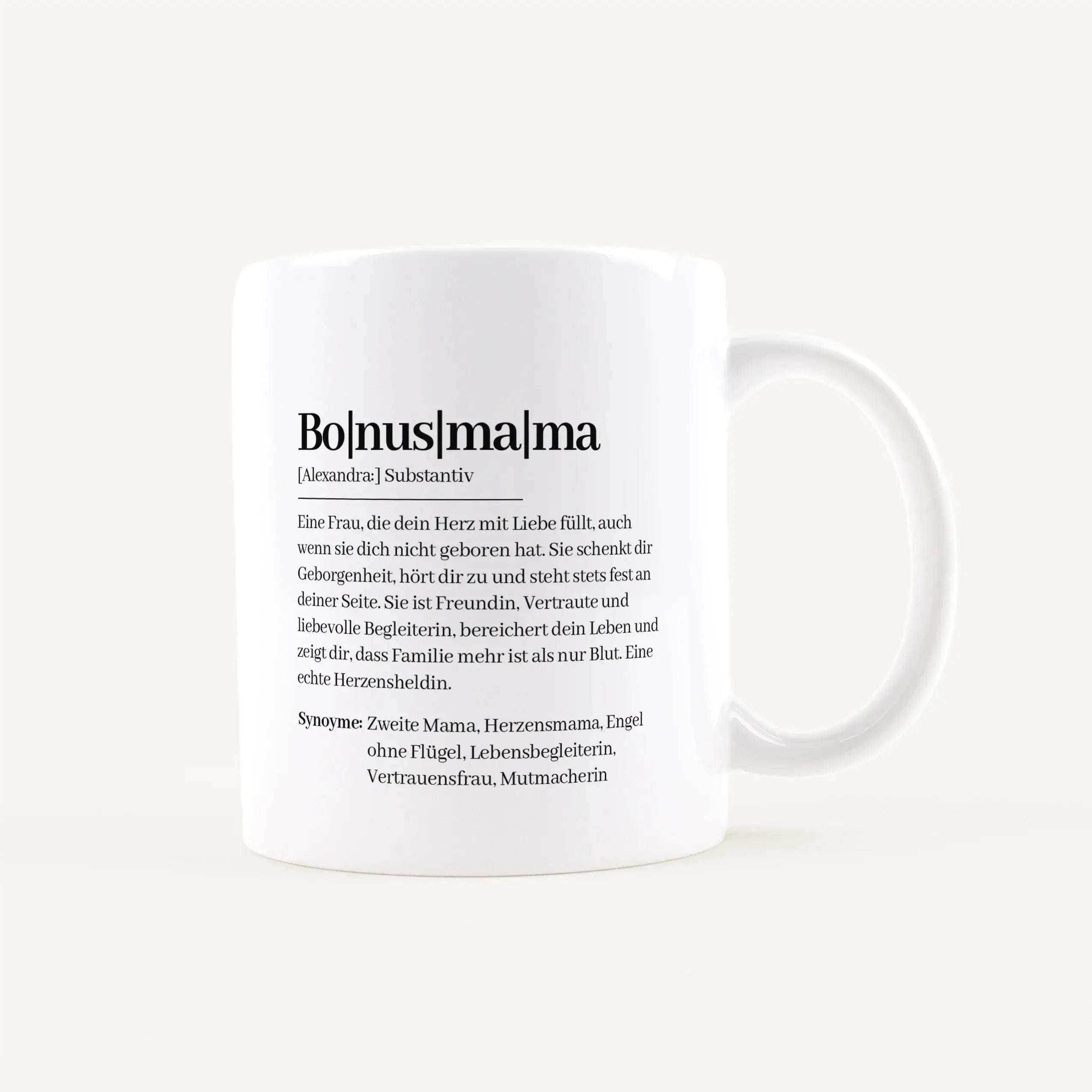 Tasse Definition Bonusmama Weiß / Weiß