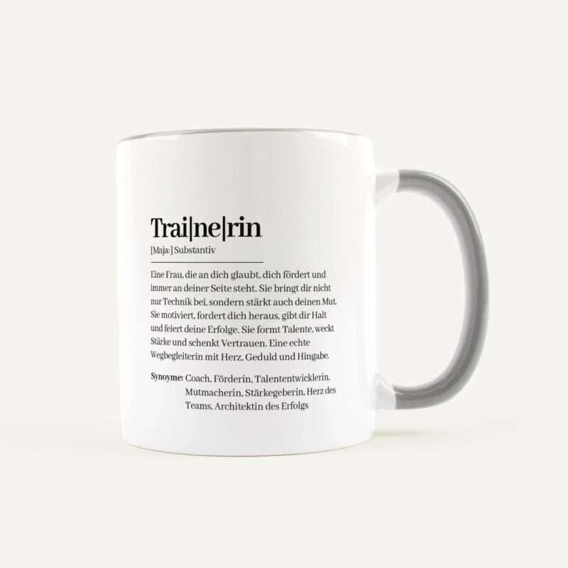 Tasse Definition Trainerin Weiß / Grau
