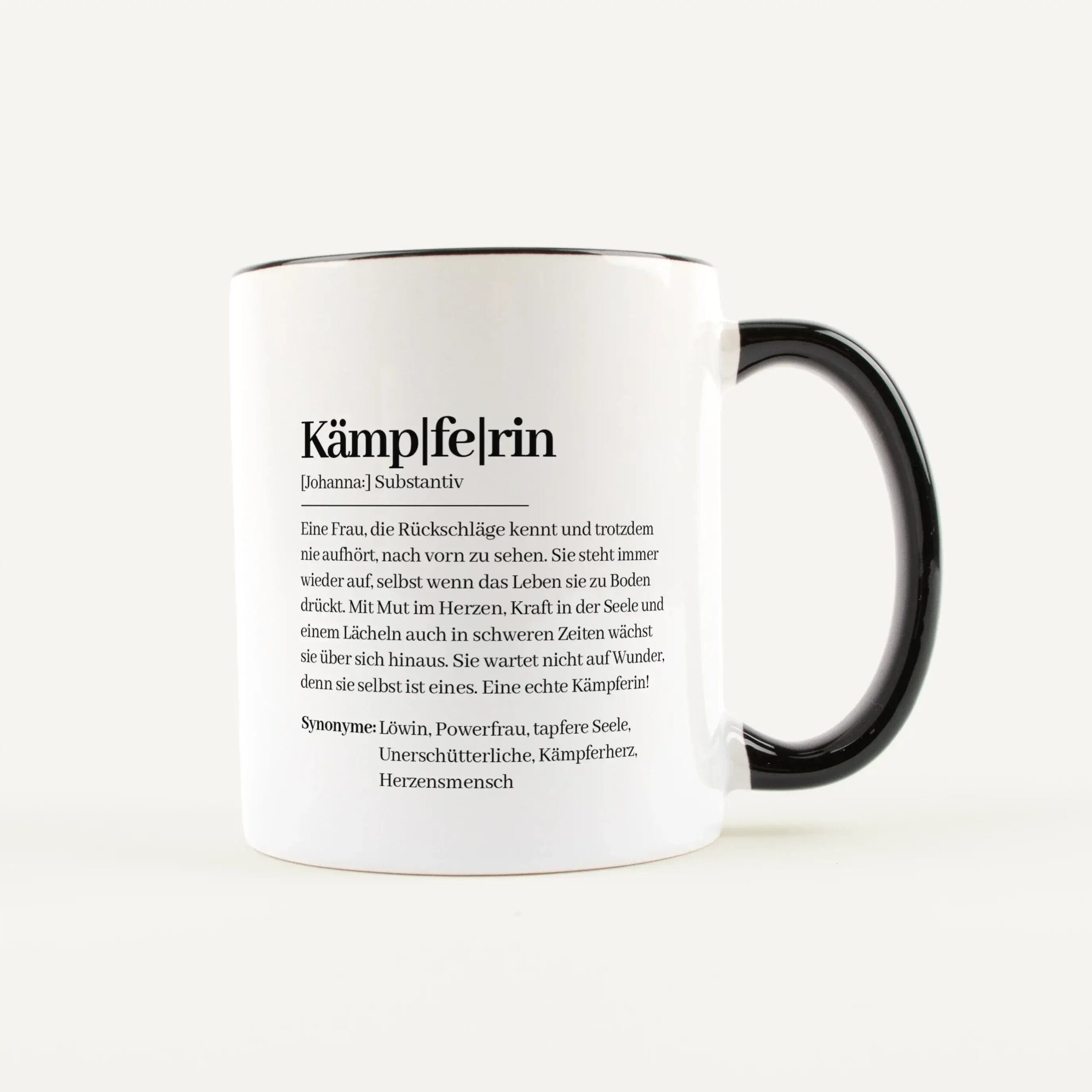 Tasse Definition Kämpferin Weiß / Schwarz