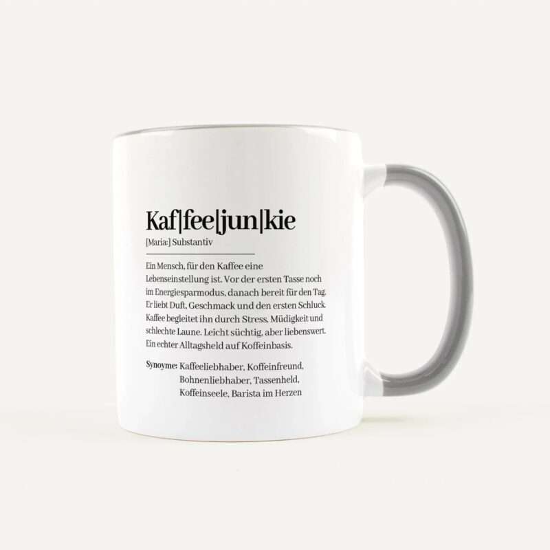 Bild von   tasse definition kaffeejunkiejpg | Individuelle 🎁 persönliche 🎁 personalisierte Geschenke bedruckt ▪ bestickt ▪ graviert