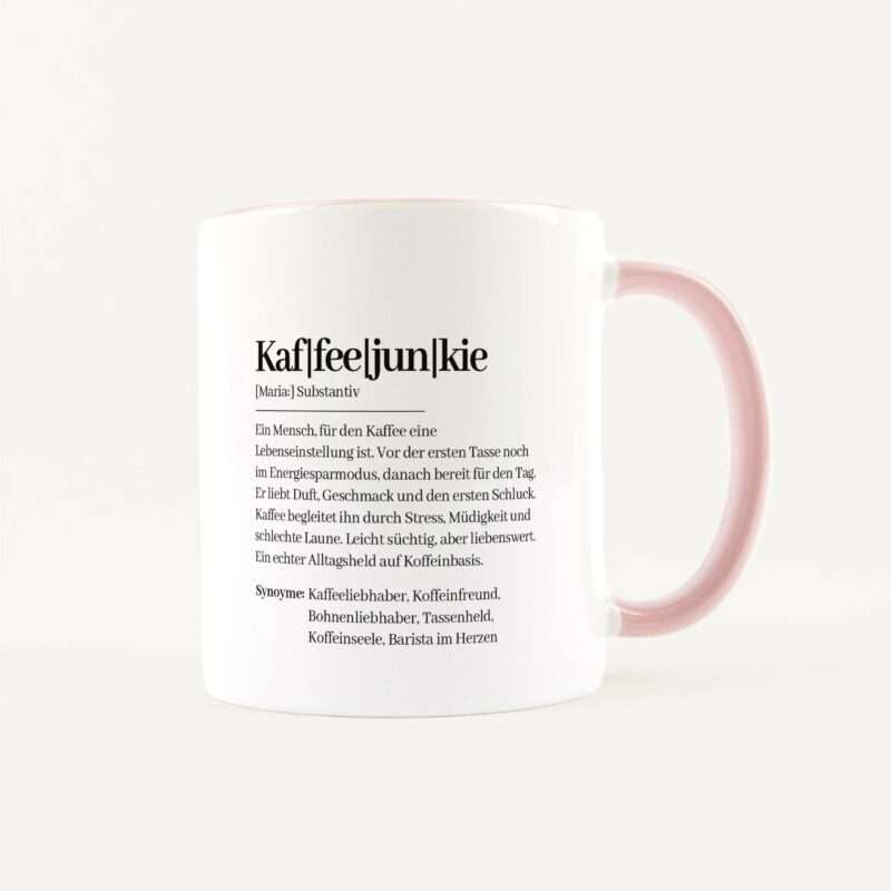 Bild von   tasse definition kaffeejunkiejpg | Individuelle 🎁 persönliche 🎁 personalisierte Geschenke bedruckt ▪ bestickt ▪ graviert