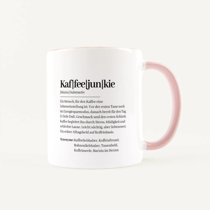 Bild von   tasse definition kaffeejunkiejpg | Individuelle 🎁 persönliche 🎁 personalisierte Geschenke bedruckt ▪ bestickt ▪ graviert