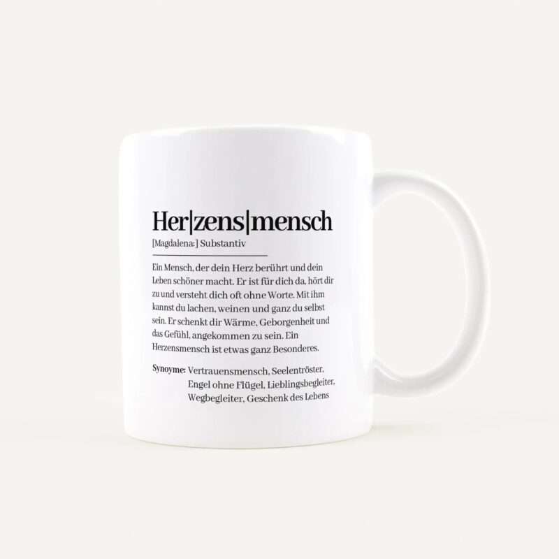 Bild von   tasse definition herzensmenschjpg | Individuelle 🎁 persönliche 🎁 personalisierte Geschenke bedruckt ▪ bestickt ▪ graviert