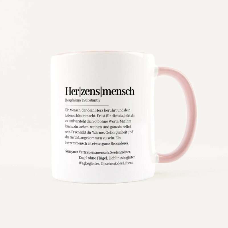 Tasse Definition Herzensmensch Weiß / Rosa