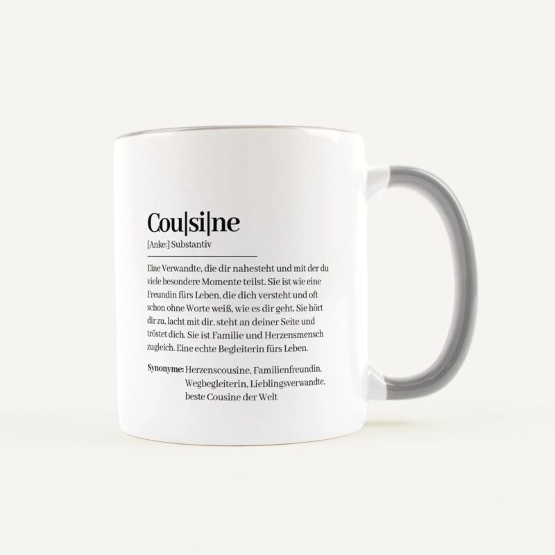 Bild von   tasse definition cousine weissjpg | Individuelle 🎁 persönliche 🎁 personalisierte Geschenke bedruckt ▪ bestickt ▪ graviert