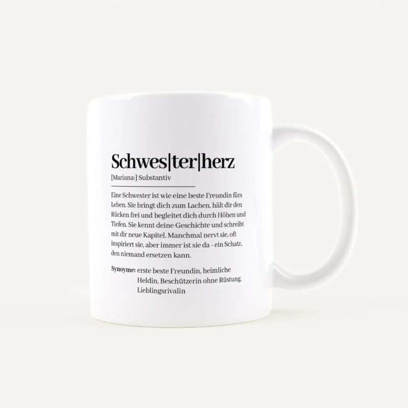 Bild von   tasse definition schwesterherzjpg | Individuelle 🎁 persönliche 🎁 personalisierte Geschenke bedruckt ▪ bestickt ▪ graviert