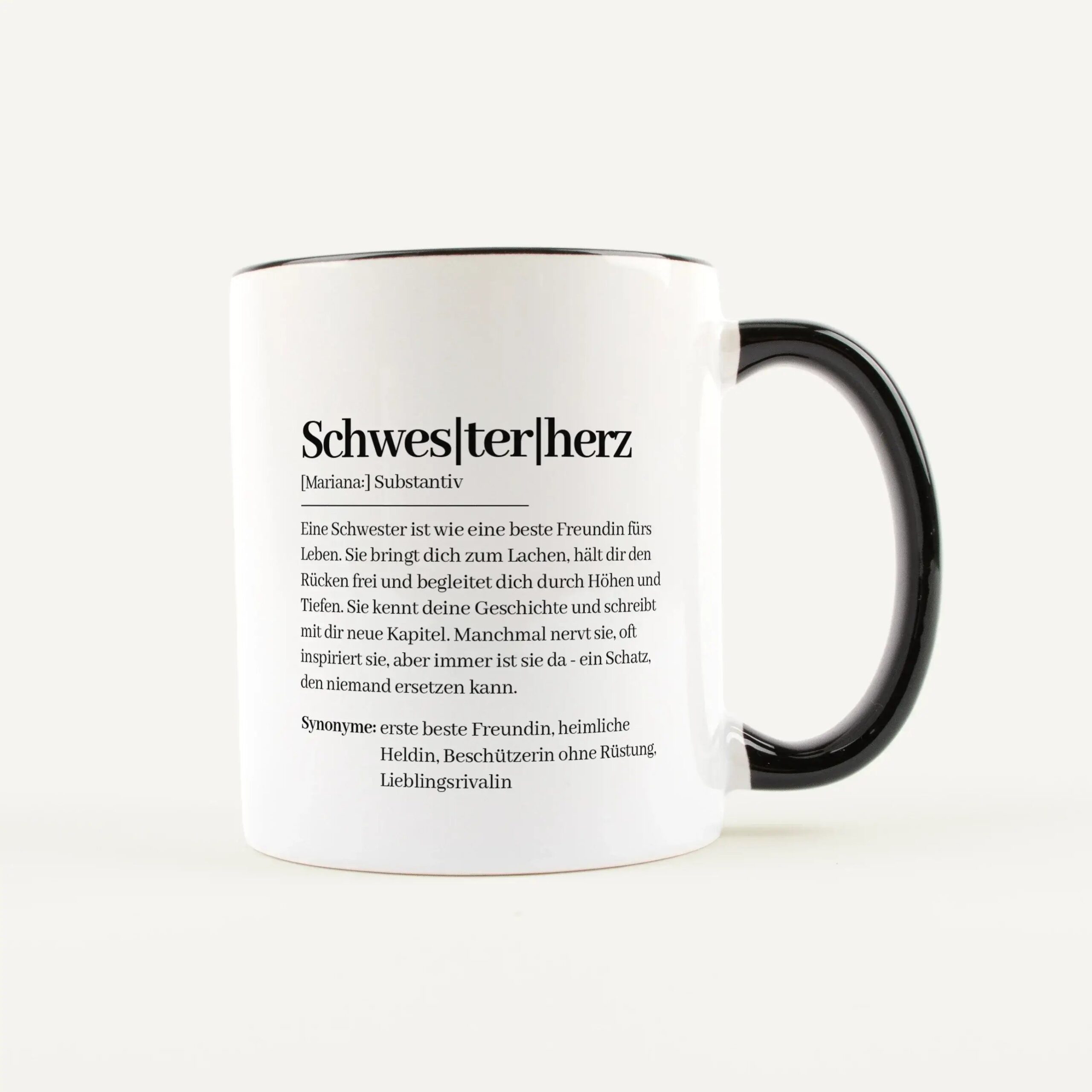 Tasse Definition Schwesterherz Weiß / Schwarz