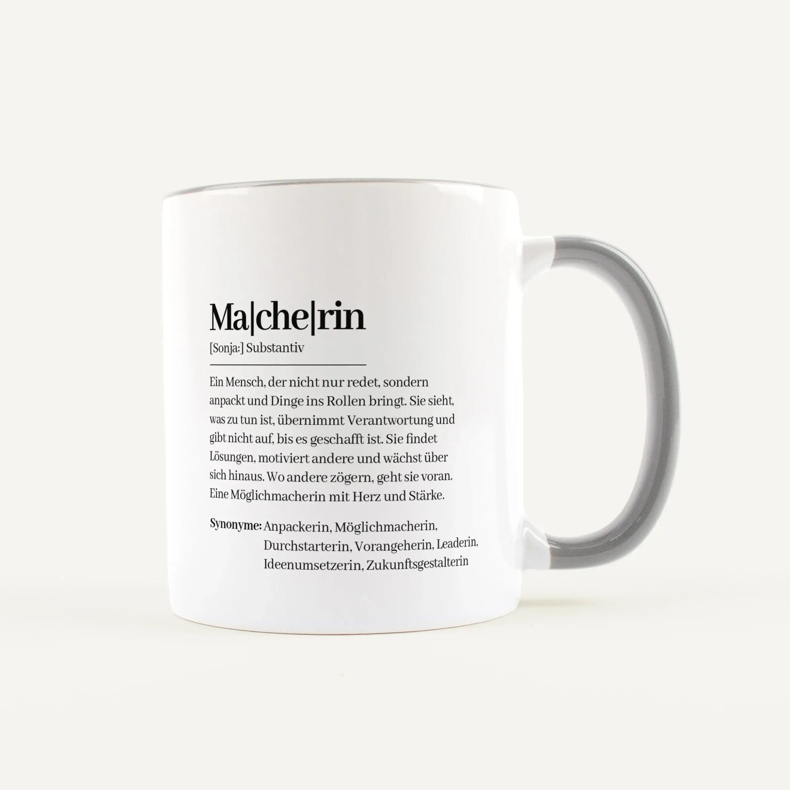Tasse Definition Macherin Weiß / Grau