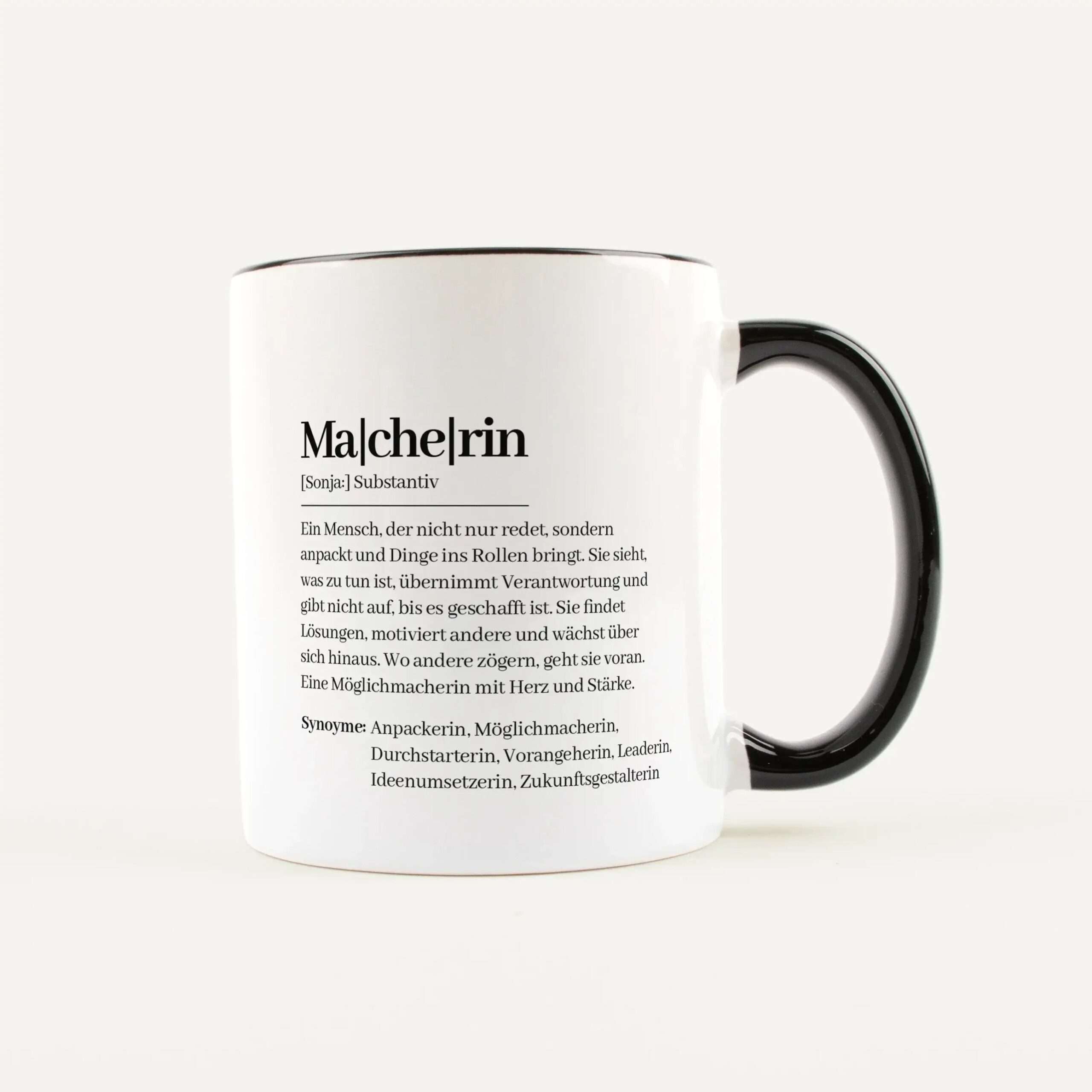 Tasse Definition Macherin Weiß / Schwarz
