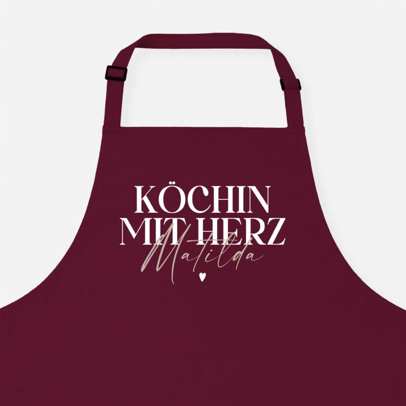 Bild von   kochschuerze koechin mit herzjpg | Individuelle 🎁 persönliche 🎁 personalisierte Geschenke bedruckt ▪ bestickt ▪ graviert