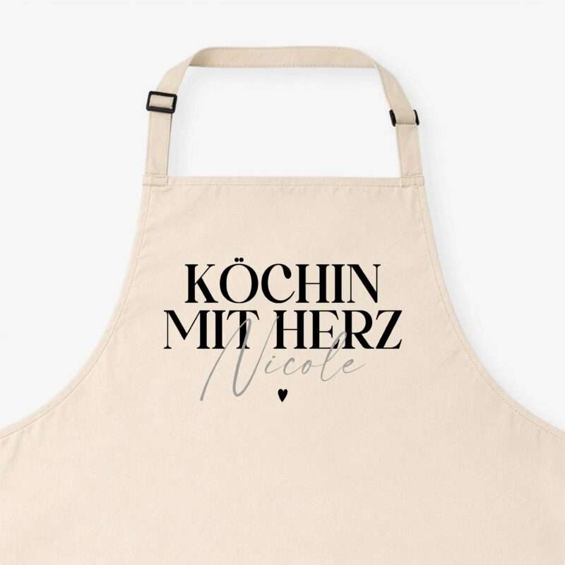 Bild von   kochschuerze koechin mit herzjpg | Individuelle 🎁 persönliche 🎁 personalisierte Geschenke bedruckt ▪ bestickt ▪ graviert