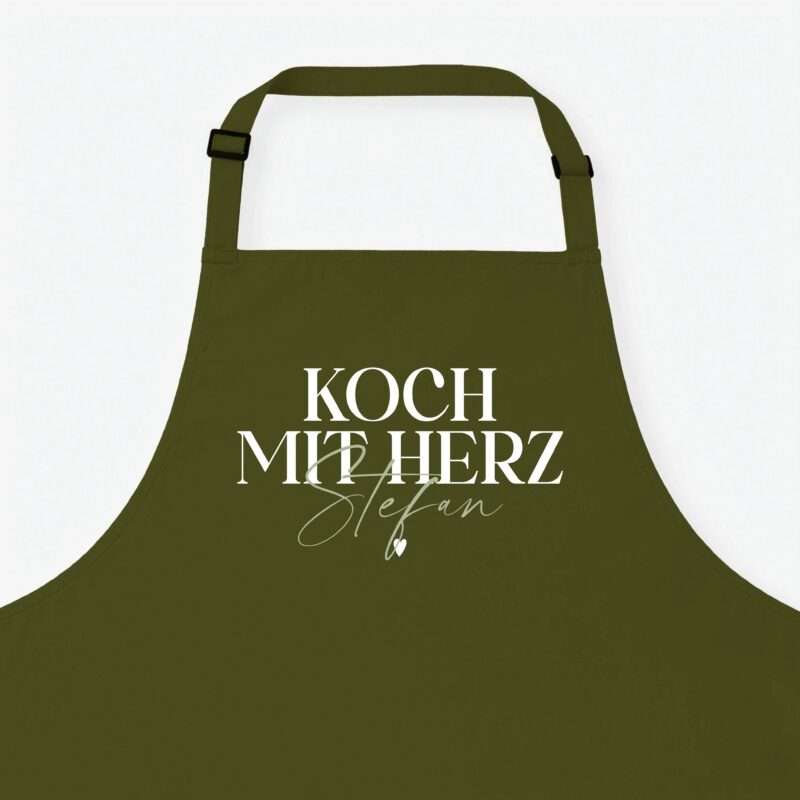 Bild von   kochschuerze koch mit herz olijpg | Individuelle 🎁 persönliche 🎁 personalisierte Geschenke bedruckt ▪ bestickt ▪ graviert